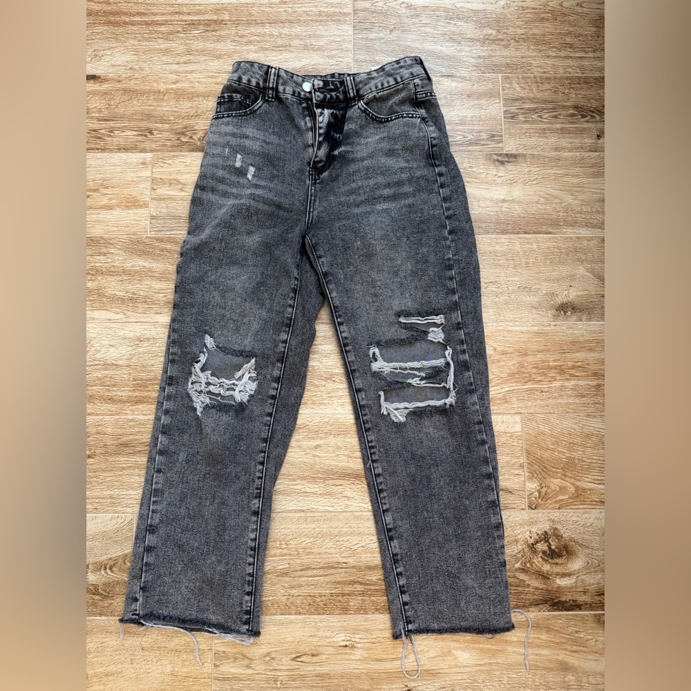 Women's Distressed Gray Jeans